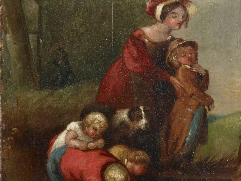 1773-Henry Thomson - Gruppo familiare vicino a un ponte pedonale